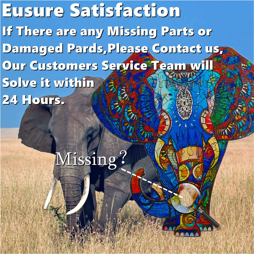 TYRNDINNO 150-Piece Wooden Elephant Jigsaw Puzzle – Unique Shaped Puzzle for Adults, Doubles as Mouse Pad, 9.5x9.5 Inches