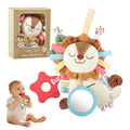 TYRY.HU Baby Car Seat Toy: Soft Plush Sensory Rattle with Teether, Mirror & Crinkle Sounds for Infants 0-12 Months