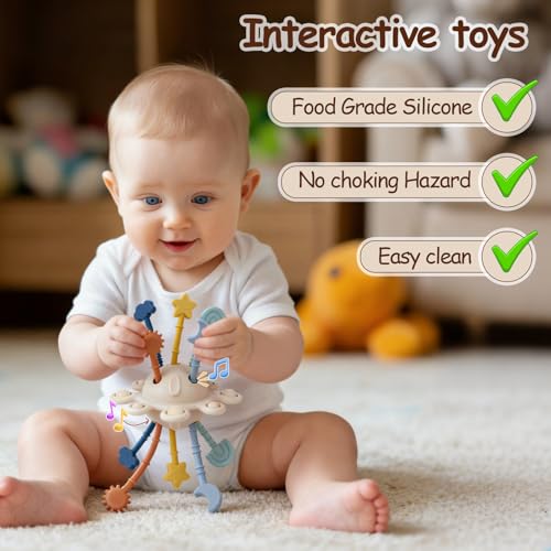 TYRY.HU Silicone Pull String Fidget Toy for Babies 18m+ – Sensory Montessori Travel Toy