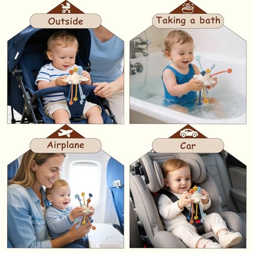 TYRY.HU Silicone Pull String Fidget Toy for Babies 18m+ – Sensory Montessori Travel Toy
