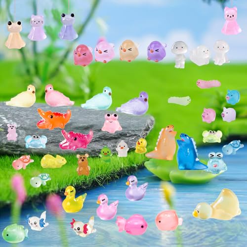 U-Zimikee 130-Piece Glow-in-the-Dark Mini Resin Animals – 25 Styles, Tiny Figurines for Fairy Garden & Dollhouse Crafts