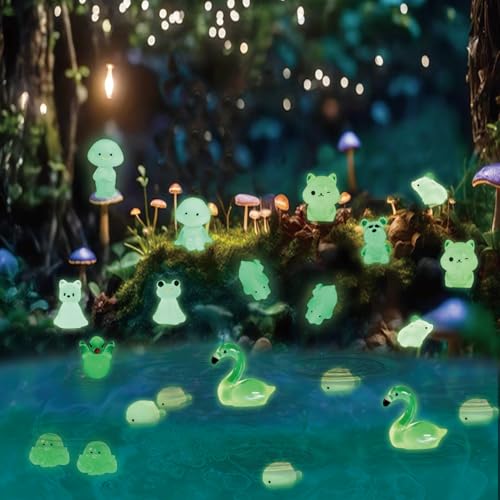 U-Zimikee 130-Piece Glow-in-the-Dark Mini Resin Animals – 25 Styles, Tiny Figurines for Fairy Garden & Dollhouse Crafts