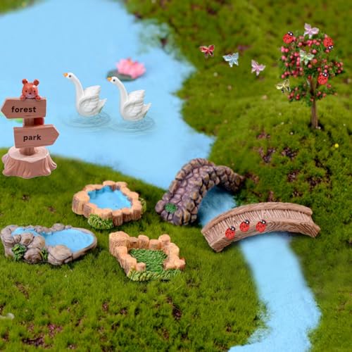 U-Zimikee 45 Pcs Resin Mini Garden Accessories Kit – Miniature Landscape Decorations for Dollhouses, Fairy Gardens, and Crafts