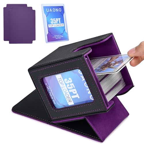 UAONO Commander Deck Box - Holds 100 Double-Sleeved Cards + Top Loader, Magnetic Closure, Black/Purple