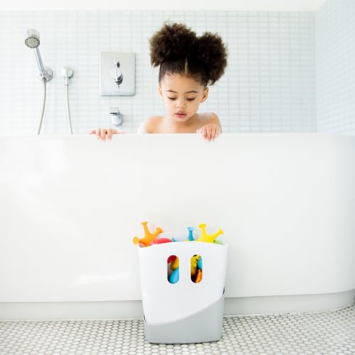 Ubbi Freestanding Bath Toy Organizer with Removable Drying Rack and Scoop, Gray