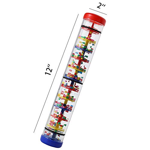 Ubblove 12-Inch Plastic Rainstick Rattle for Babies – Multicolor Sensory Toy with Beads