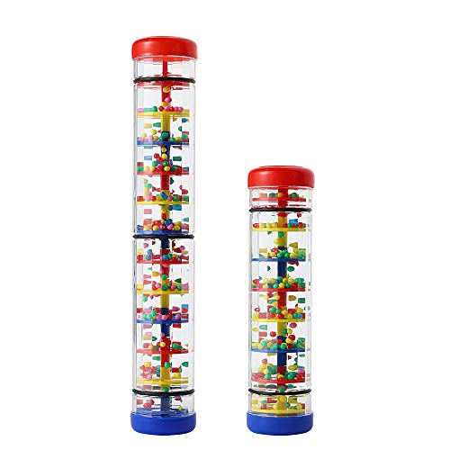 Ubblove 12-Inch Plastic Rainstick Rattle for Babies – Multicolor Sensory Toy with Beads