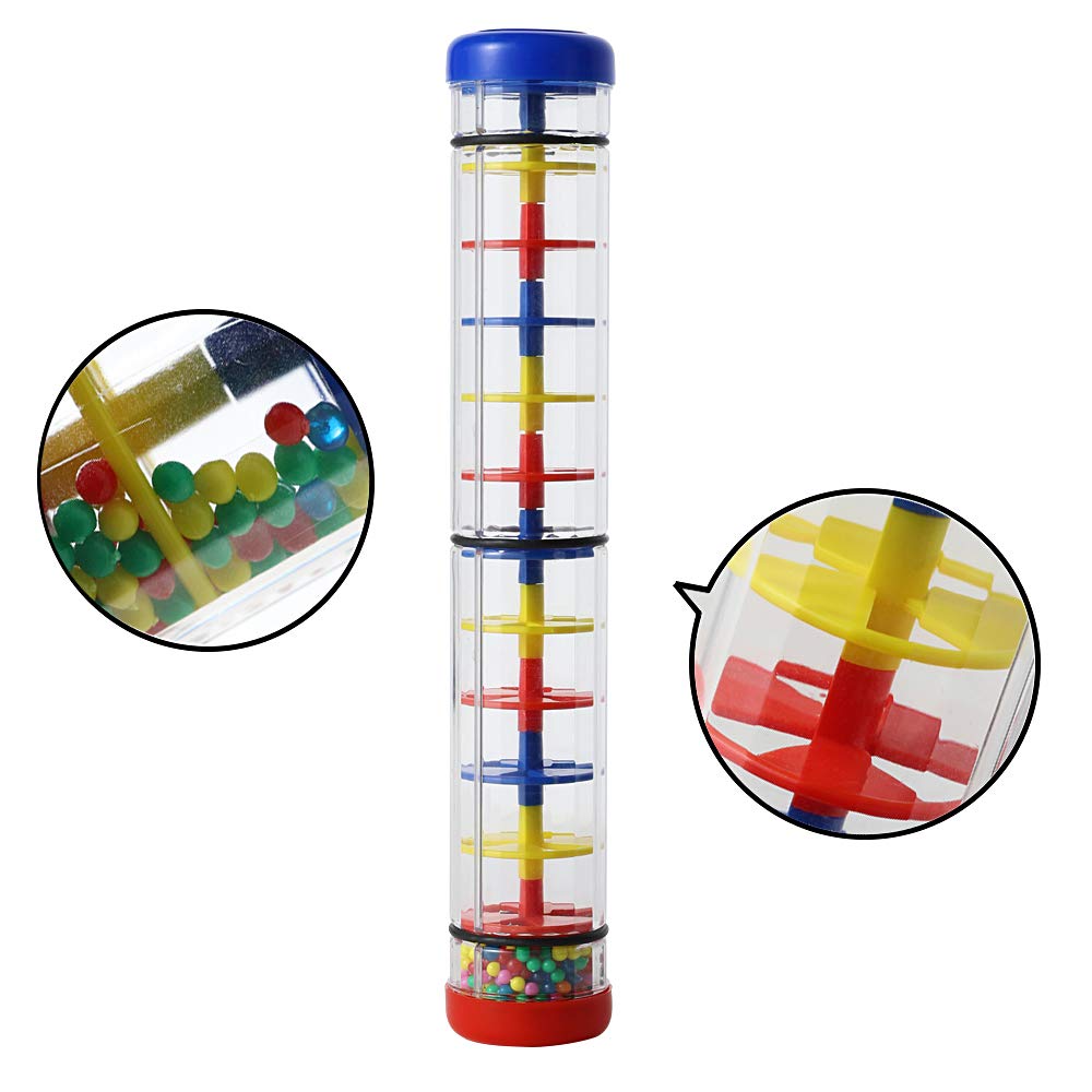 Ubblove 12-Inch Plastic Rainstick Rattle for Babies – Multicolor Sensory Toy with Beads
