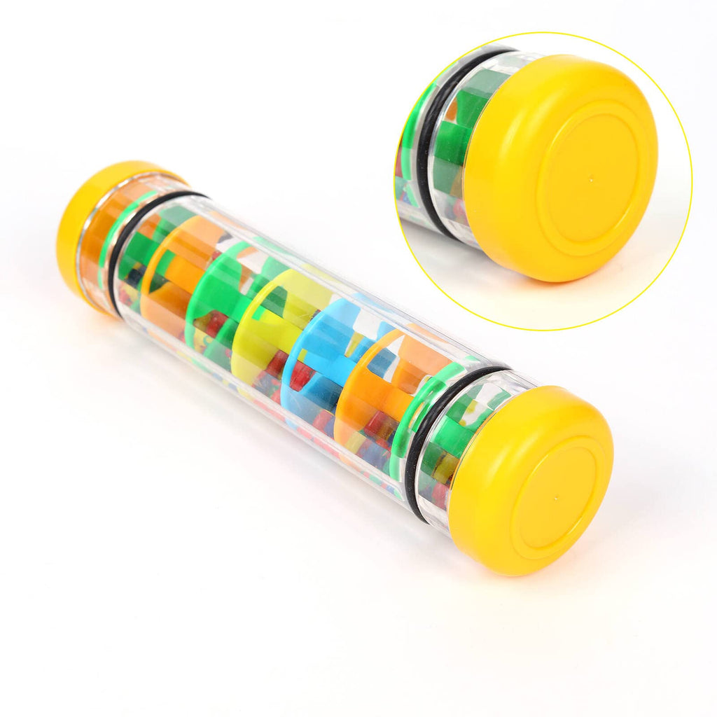 Ubblove 8-Inch Mini Rain Stick – Yellow Rainmaker Rattle for Sensory Play and Auditory Development