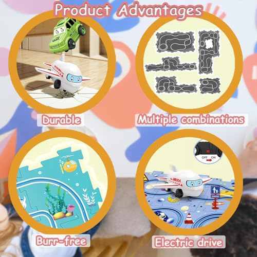 UBegger Puzzle Racer Car Track Set - 48 Pieces with 4 Battery Cars, E-Space Theme, Gift for Ages 3-8