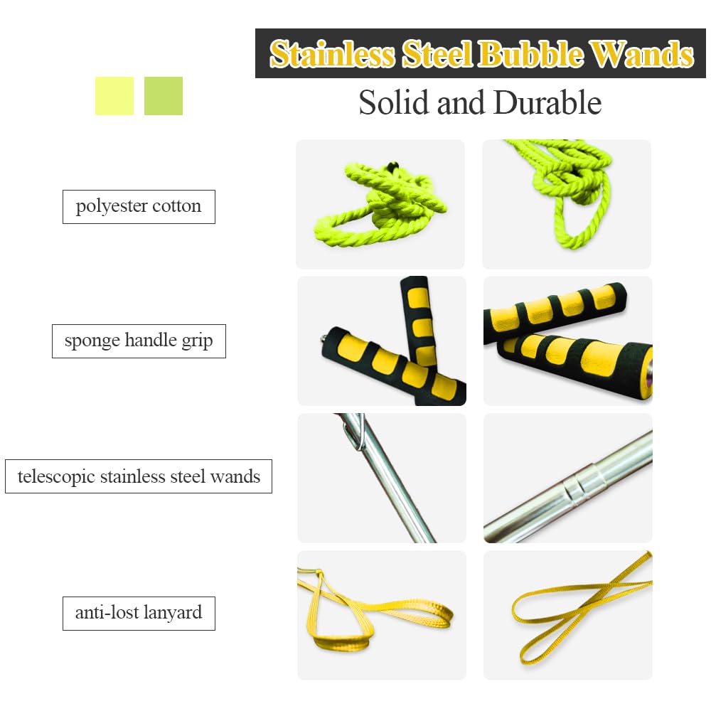 Ubitree Giant Bubble Wands - Stainless Steel Telescopic Bubble Maker for Outdoor Fun