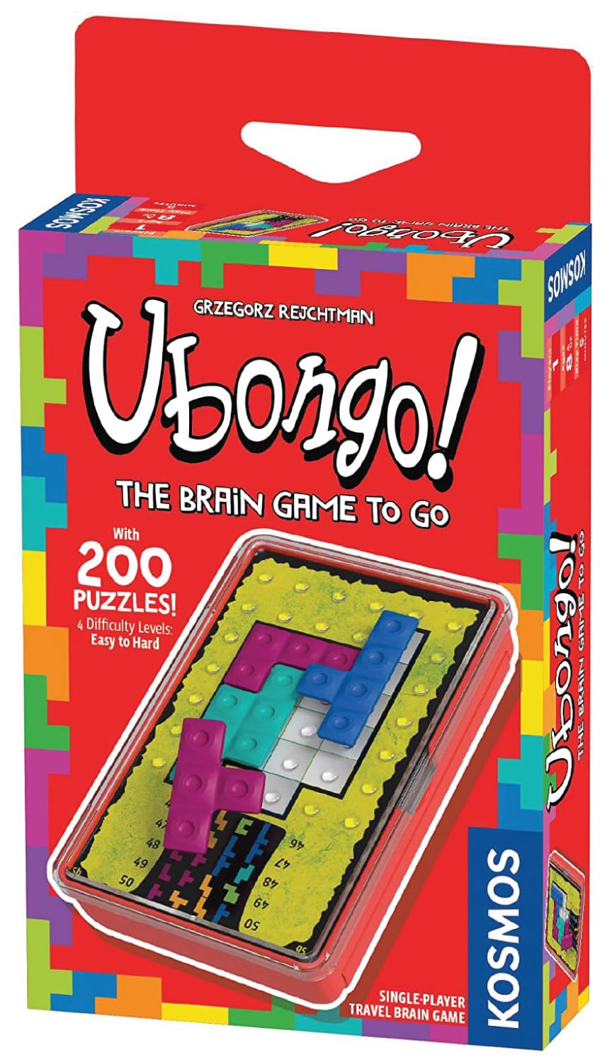 Ubongo: The Brain Game to Go – 200 Puzzles, 4 Levels, Solo Tile-Fitting Puzzle for Ages 8+