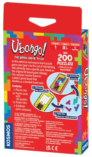Ubongo: The Brain Game to Go – 200 Puzzles, 4 Levels, Solo Tile-Fitting Puzzle for Ages 8+