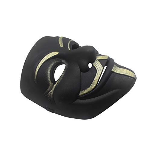 Udekit V for Vendetta Hacker Mask – Movie Accurate Adjustable PVC Cosplay Mask for Adults and Kids