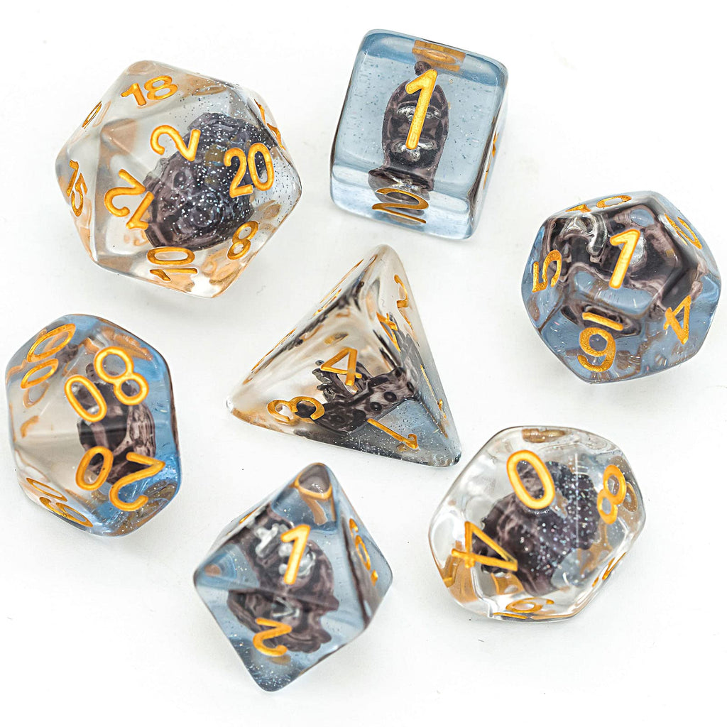 UDIXI 7-Die Polyhedral D&D Dice Set with Vintage Sailboat – Resin RPG Dice with Velvet Bag