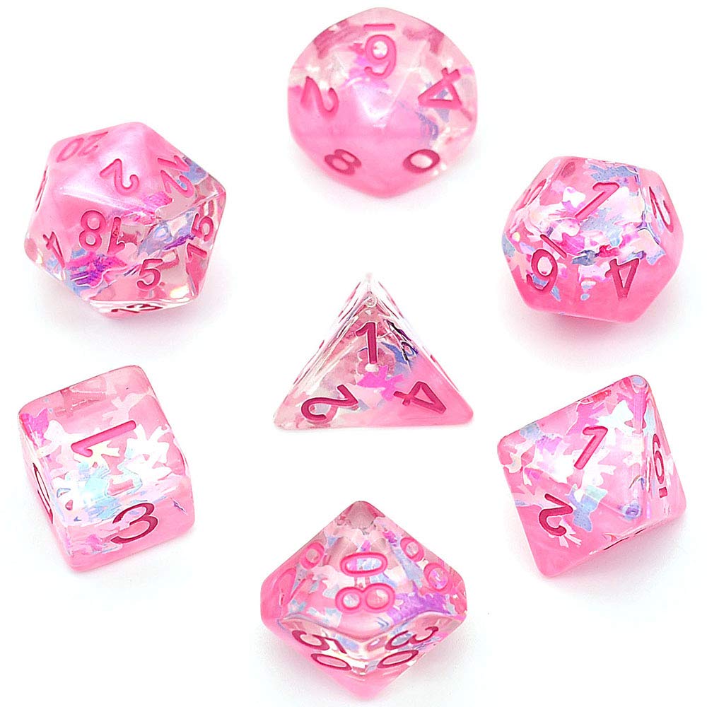 UDIXI Pink DND Dice Set – Dreamlike Resin Polyhedral Dice for RPG and Board Games