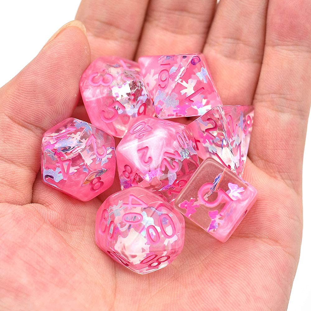UDIXI Pink DND Dice Set – Dreamlike Resin Polyhedral Dice for RPG and Board Games
