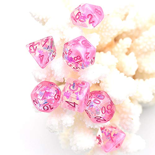 UDIXI Pink DND Dice Set – Dreamlike Resin Polyhedral Dice for RPG and Board Games