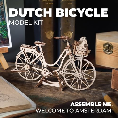 UGEARS Dutch Bicycle 3D Wooden Puzzle – 1:1850 Scale Model Kit for Adults