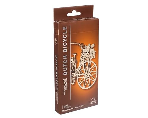 UGEARS Dutch Bicycle 3D Wooden Puzzle – 1:1850 Scale Model Kit for Adults