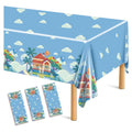 UKKJOM Blue Dog Birthday Tablecloth Set (3 Pack) - 108x54 Inch PE Plastic Party Table Cover