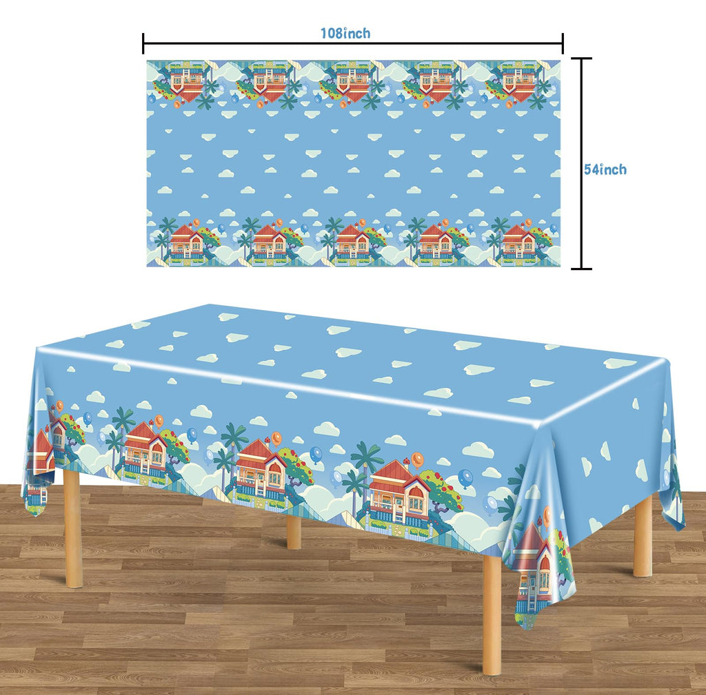 UKKJOM Blue Dog Birthday Tablecloth Set (3 Pack) - 108x54 Inch PE Plastic Party Table Cover