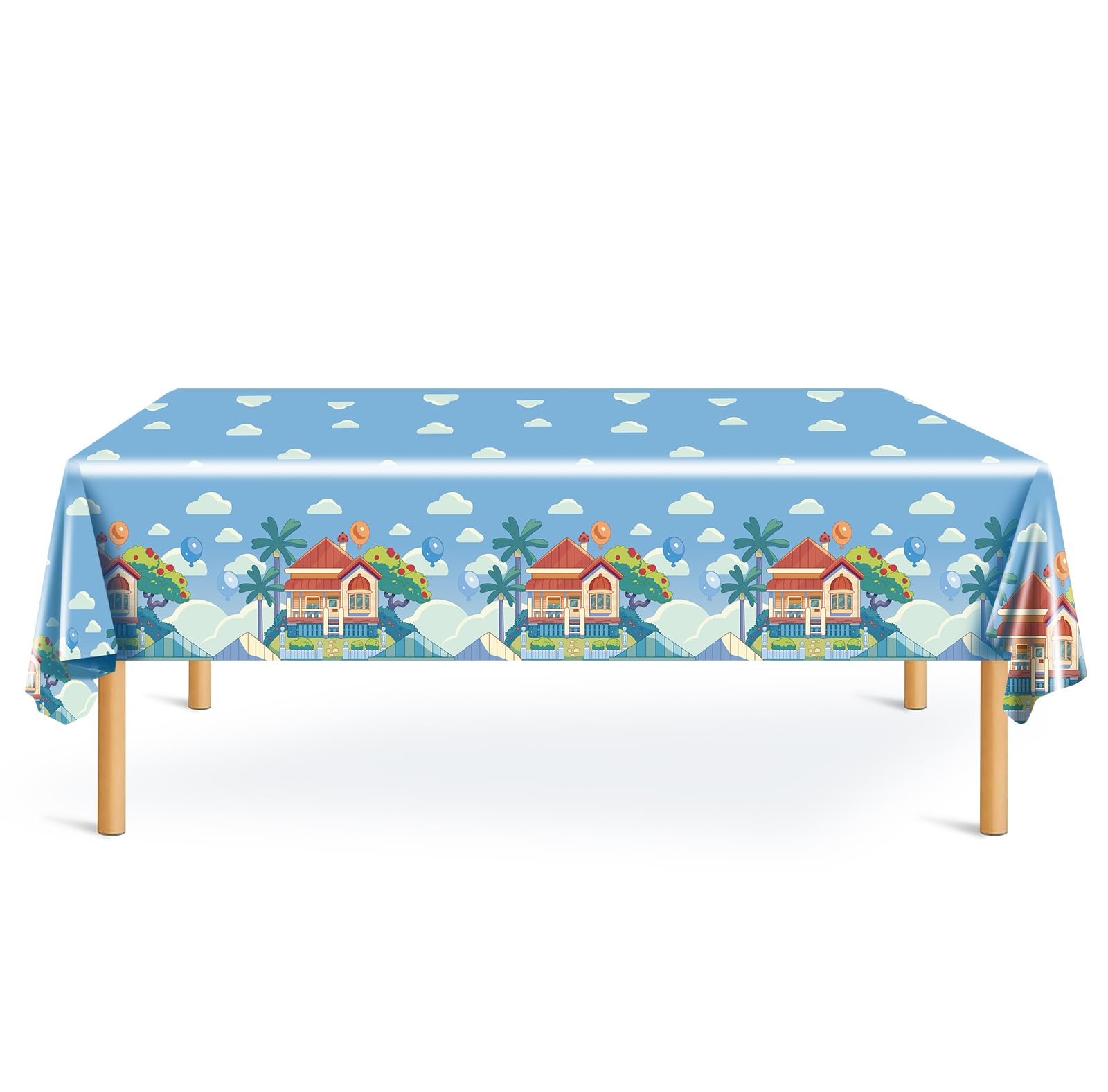 UKKJOM Blue Dog Birthday Tablecloth Set (3 Pack) - 108x54 Inch PE Plastic Party Table Cover