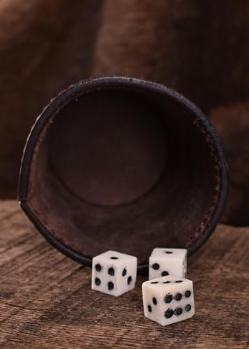 Ulfberth Viking Dice Cup – Genuine Buffalo Leather, Embossed Jelling Style (Brown)