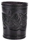 Ulfberth Viking Dice Cup – Genuine Buffalo Leather with Embossed Jelling Motif (Black)