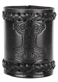 Ulfberth Viking Dice Cup – Genuine Leather with Embossed Thor’s Hammer Motif (Black)