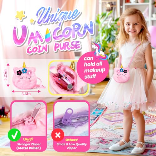 ULOVEME Kids Real Makeup Kit - Non Toxic Washable Unicorn Makeup Toy for Girls Ages 3-12 Birthday Gift (Mini Pink Unicorn #2)