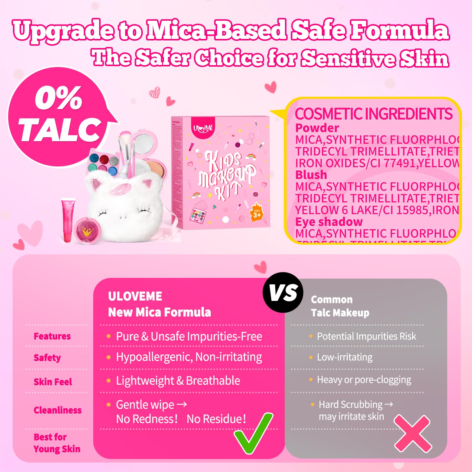ULOVEME Kids Real Makeup Kit – Non-Toxic Washable Unicorn Makeup for Girls Ages 3-12