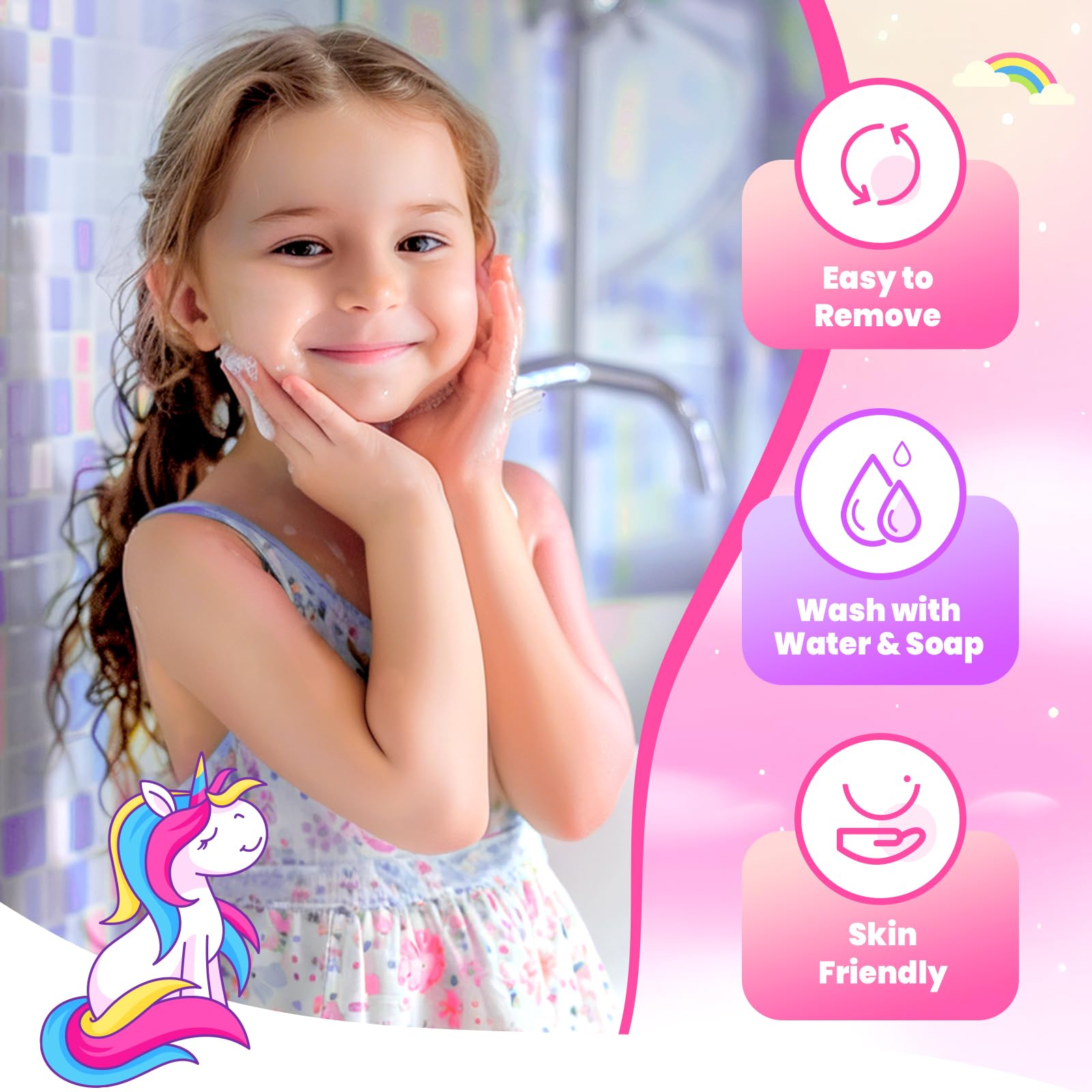 ULOVEME Kids Washable Makeup Kit for Girls 4-6 with Pink Coin Purse – Non-Toxic Real Makeup Toy