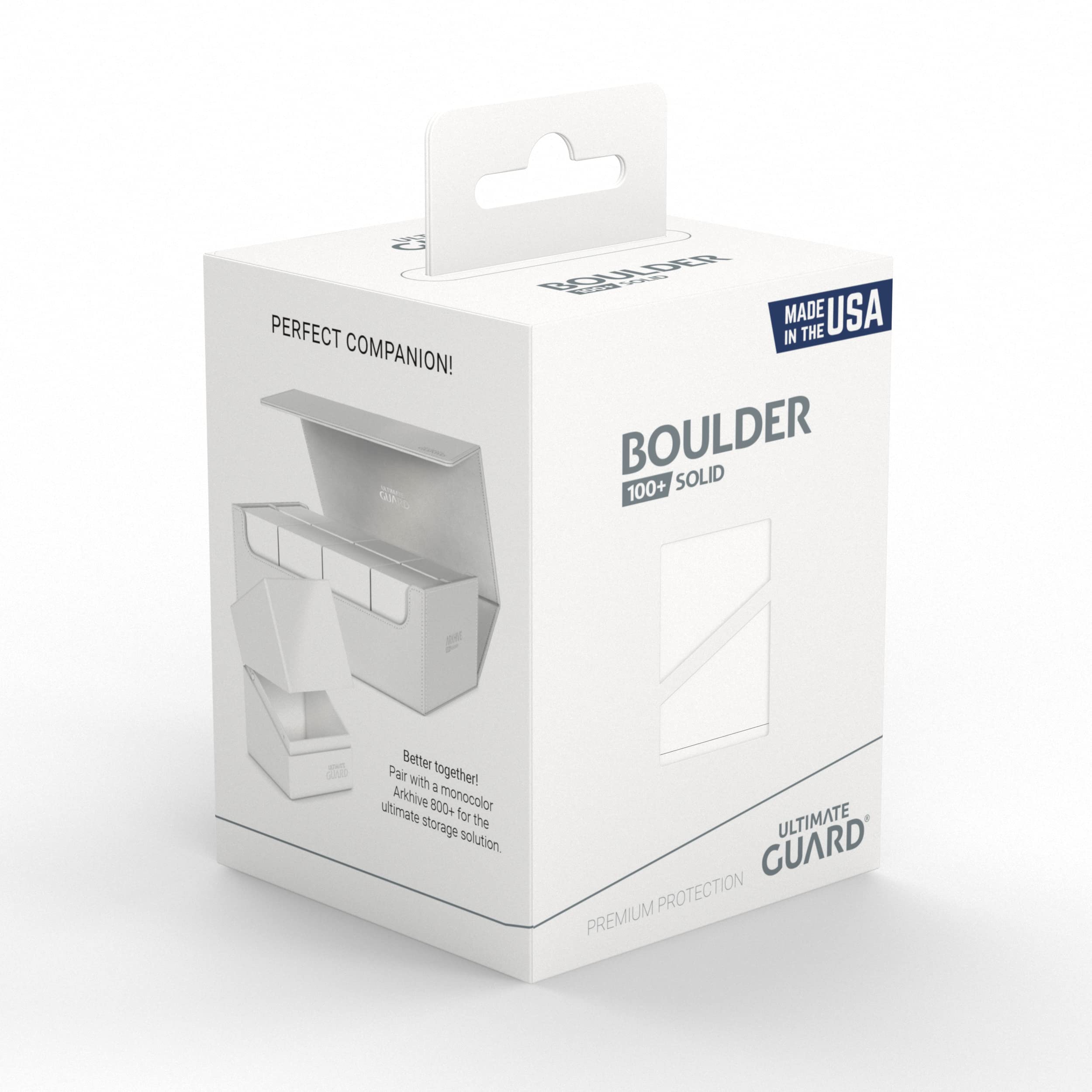 Ultimate Guard Boulder Solid 100+ Deck Case – White, Secure Storage for 100 Double-Sleeved Cards