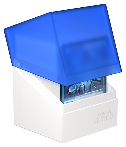 Ultimate Guard Boulder Synergy 100+ Deck Case - White/Blue - Holds 100 Double-Sleeved Cards - Secure Plastic Storage