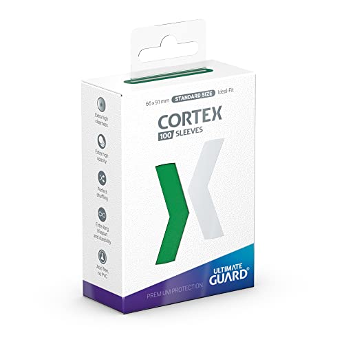 Ultimate Guard Cortex Outer Card Sleeves – 100 Standard Size, 66x91mm, Green Back, Glossy Finish, Acid-Free