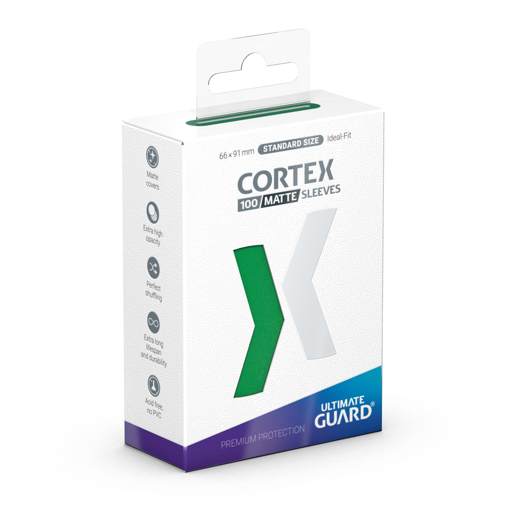 Ultimate Guard Cortex Outer Card Sleeves – 100 Standard Size TCG Sleeves (66x91mm), Glossy Front, Green Back