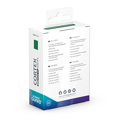 Ultimate Guard Cortex Outer Card Sleeves – 100 Standard Size TCG Sleeves (66x91mm), Glossy Front, Green Back
