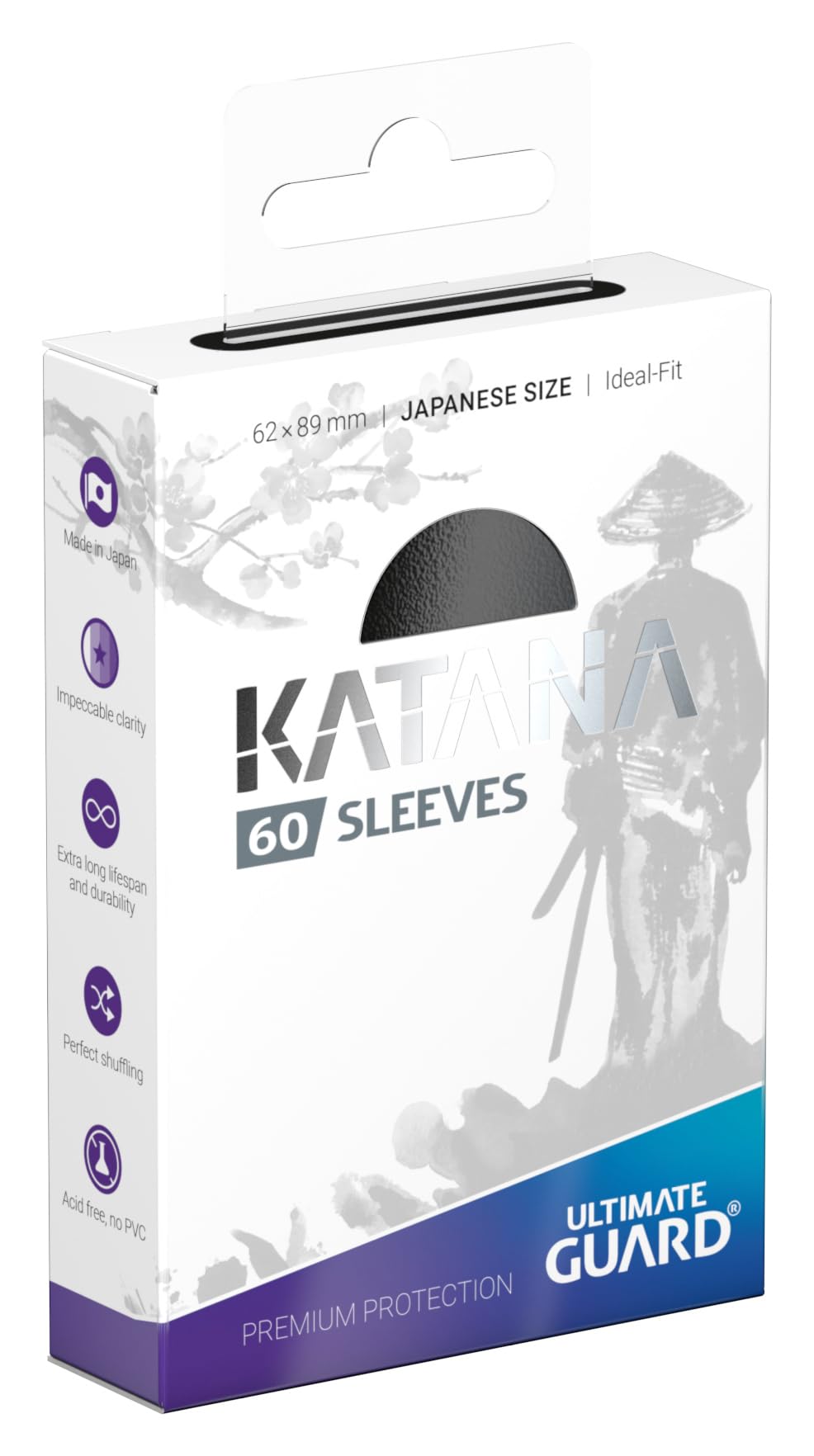 Ultimate Guard Katana Card Sleeves – 60 Japanese Size, 62x89mm, Black, Acid-Free, Tournament Ready