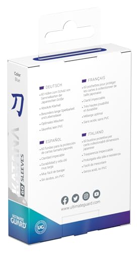 Ultimate Guard Katana Sleeves - 60 Japanese Size Blue TCG Card Sleeves, 62x89mm, Acid-Free & PVC-Free