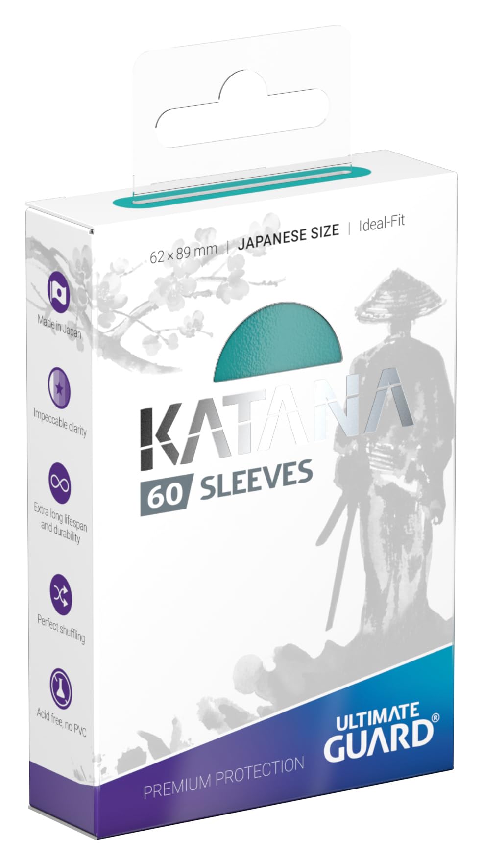 Ultimate Guard Katana Sleeves (60ct, Japanese Size, Turquoise) – Acid-Free, PVC-Free TCG Protection