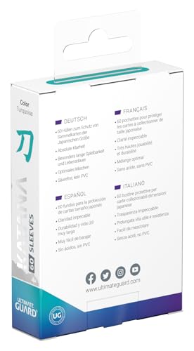 Ultimate Guard Katana Sleeves (60ct, Japanese Size, Turquoise) – Acid-Free, PVC-Free TCG Protection