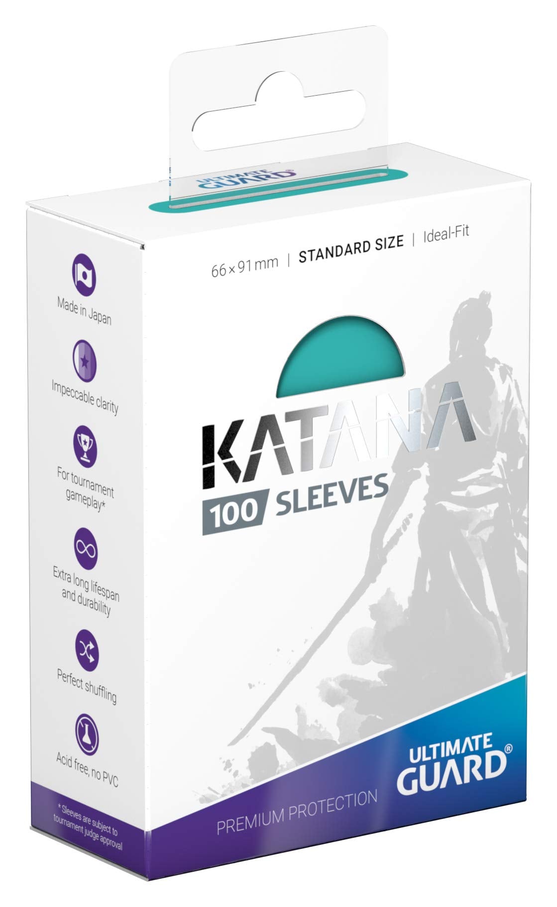 Ultimate Guard Katana Standard Card Sleeves (100 Pack) – Turquoise Opaque, Acid-Free, No PVC