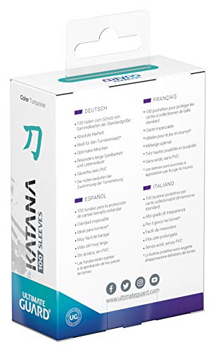 Ultimate Guard Katana Standard Card Sleeves (100 Pack) – Turquoise Opaque, Acid-Free, No PVC