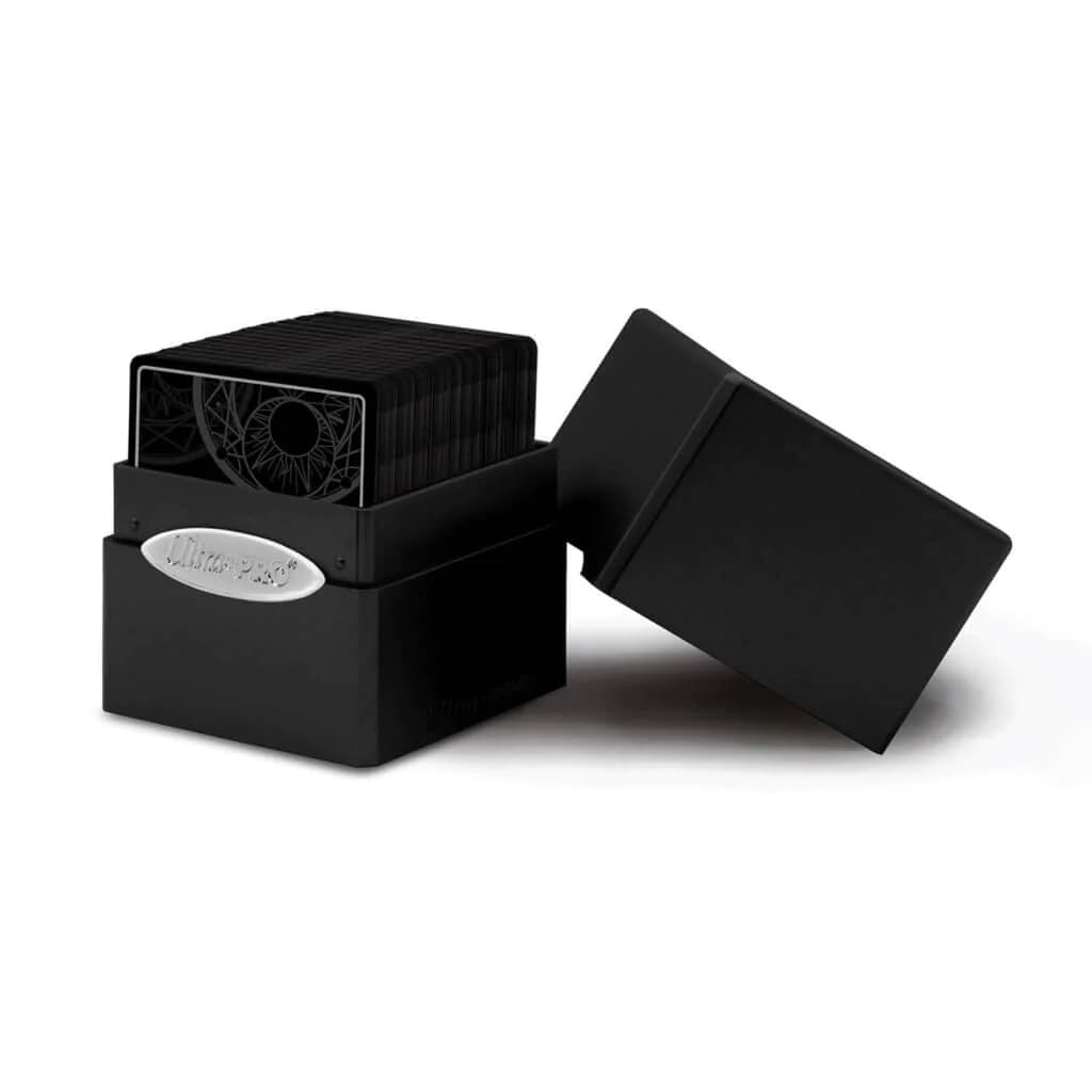 Ultra Pro Satin Cube Deck Box – Jet Black, Holds 100+ Double-Sleeved Cards