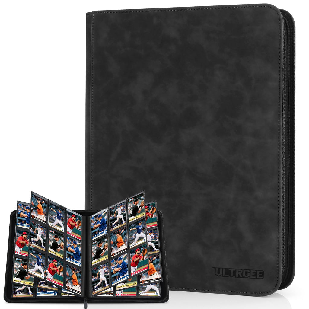 ULTRGEE 9 Pocket Card Binder - Holds 540 Cards, Black PU Leather Album for TCG/YGO/MTG/PTCG and Sports Cards