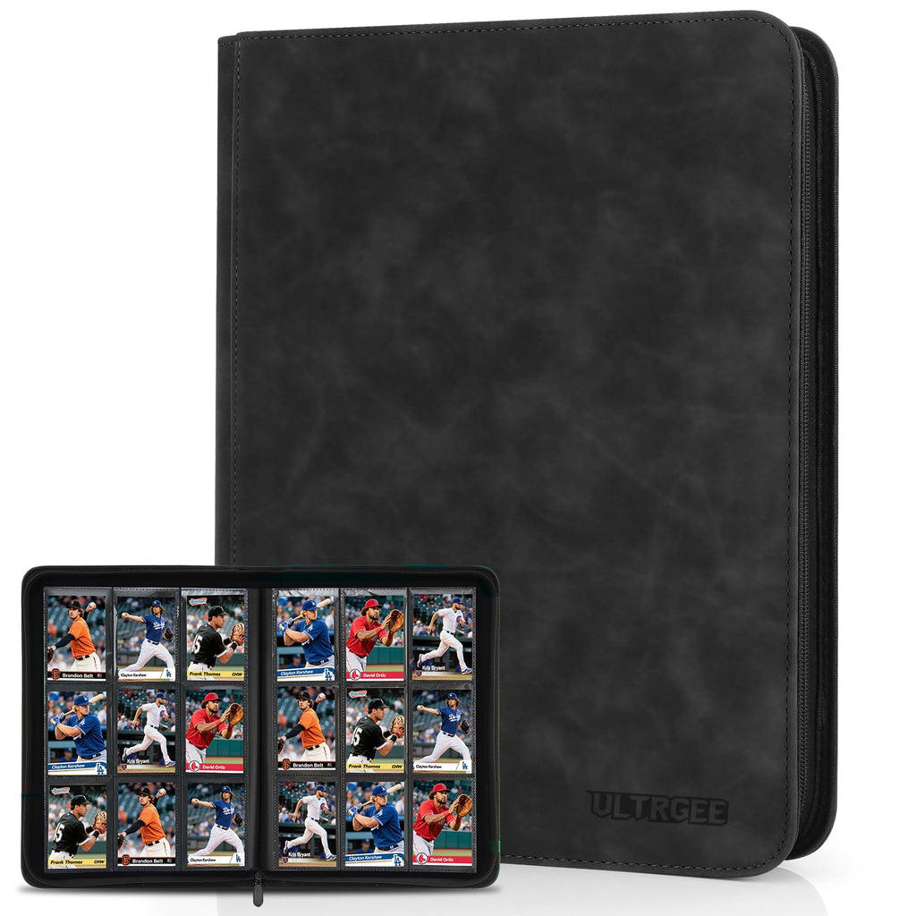 ULTRGEE 9 Pocket Card Binder - Holds 540 Cards, Black PU Leather Album for TCG/YGO/MTG/PTCG and Sports Cards