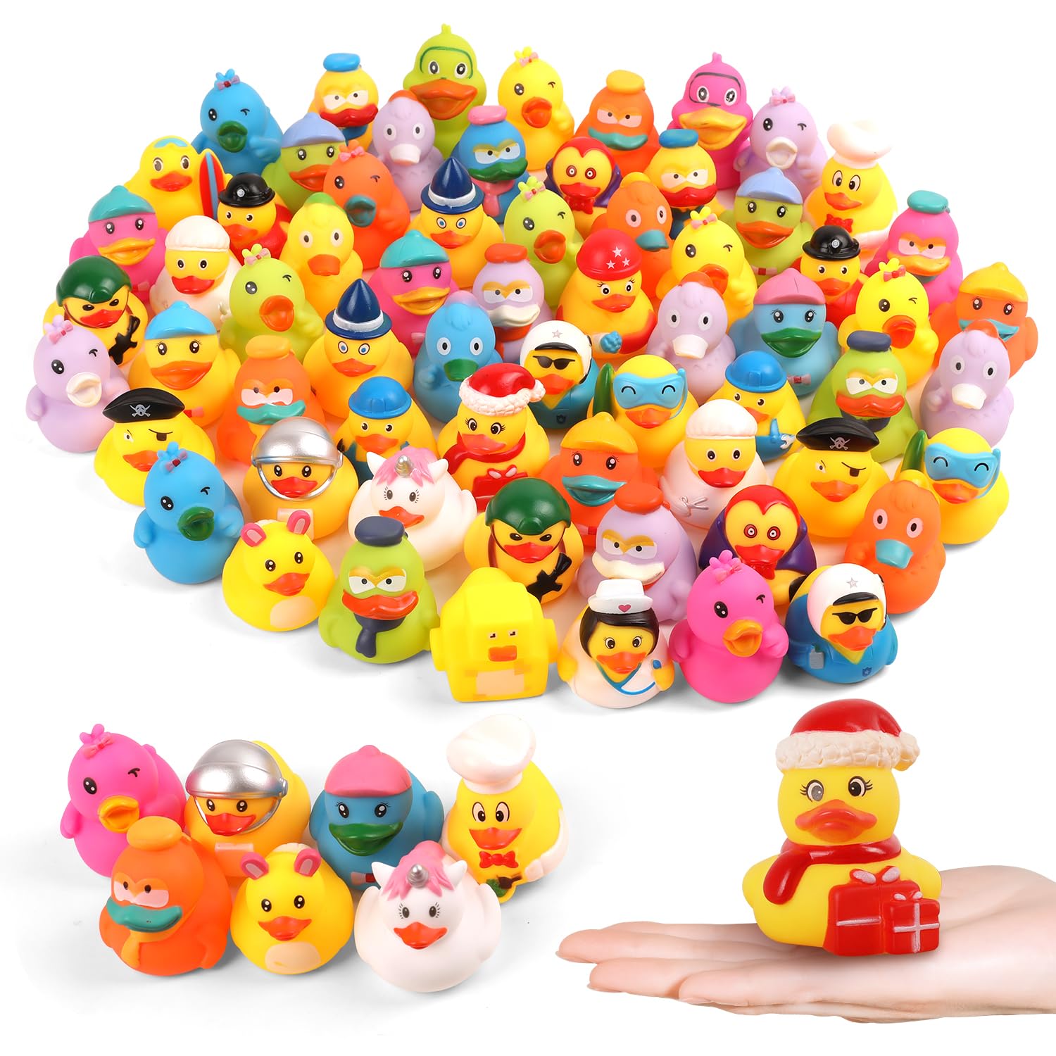 Umbresen 25-Pack Assorted Rubber Ducks – 2-Inch Mini Duckies for Jeep Ducking, Bath Toys, and Party Favors
