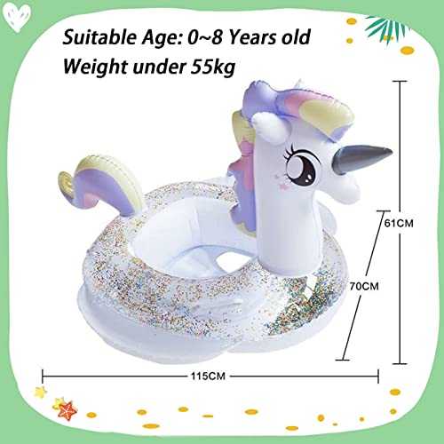 Umbresen Baby Swimming Float – Inflatable Unicorn Swim Ring for Toddlers 8-48 Months, 44lb Capacity
