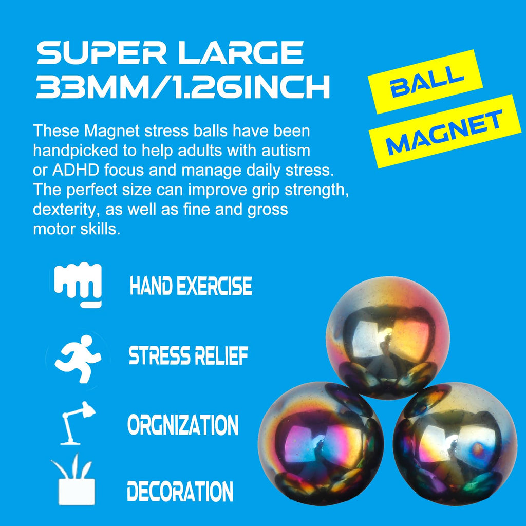 Umnodobn 1.26-Inch Large Magnet Balls - 4 Pack Fidget Toy with Carry Case - Desk Decor for Adults